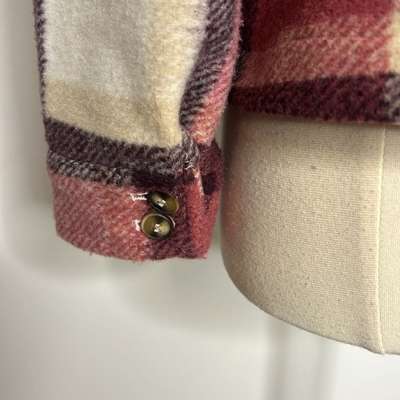 Avec Les Filles tartan Plaid Zip Front oversized Jacket size XS Cranberry/Cream - Picture 8 of 12